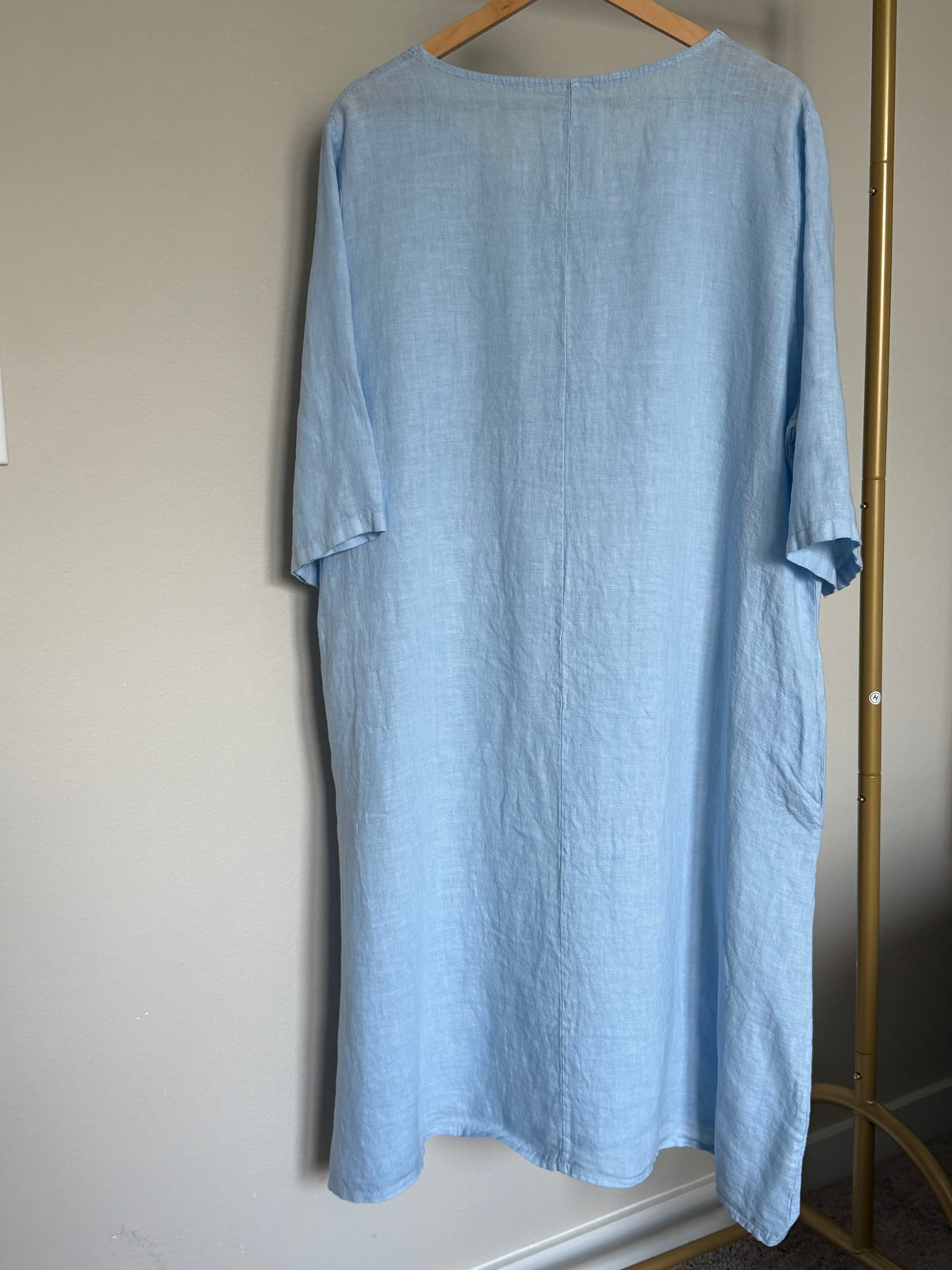 Made in Italy 100% Linen Relaxed 3/4-Sleeve Maxi Dress
