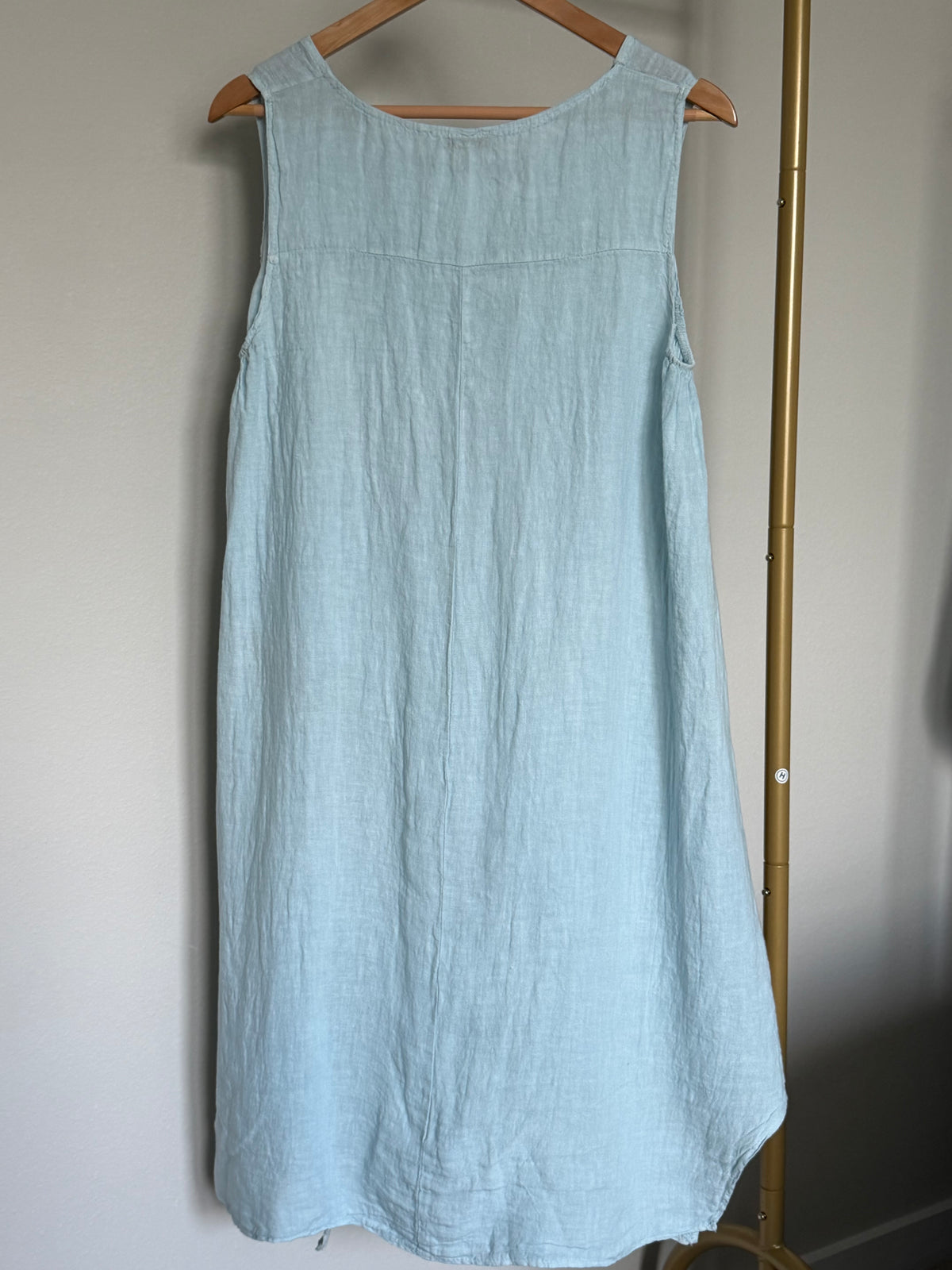 Made in Italy 100% Linen Abstract Print Midi Dress
