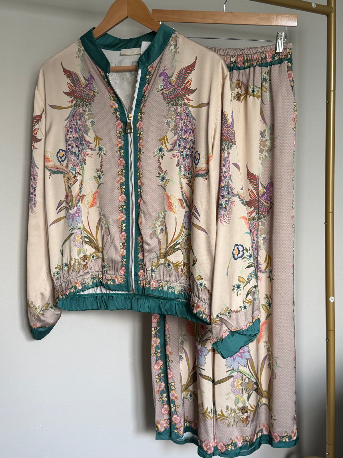 Made in Italy 100% Viscose Peacock Print Jacket & Pants