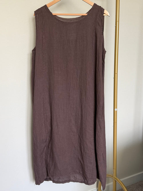 Made in Italy 100% Linen Sleeveless Relaxed Maxi Dress