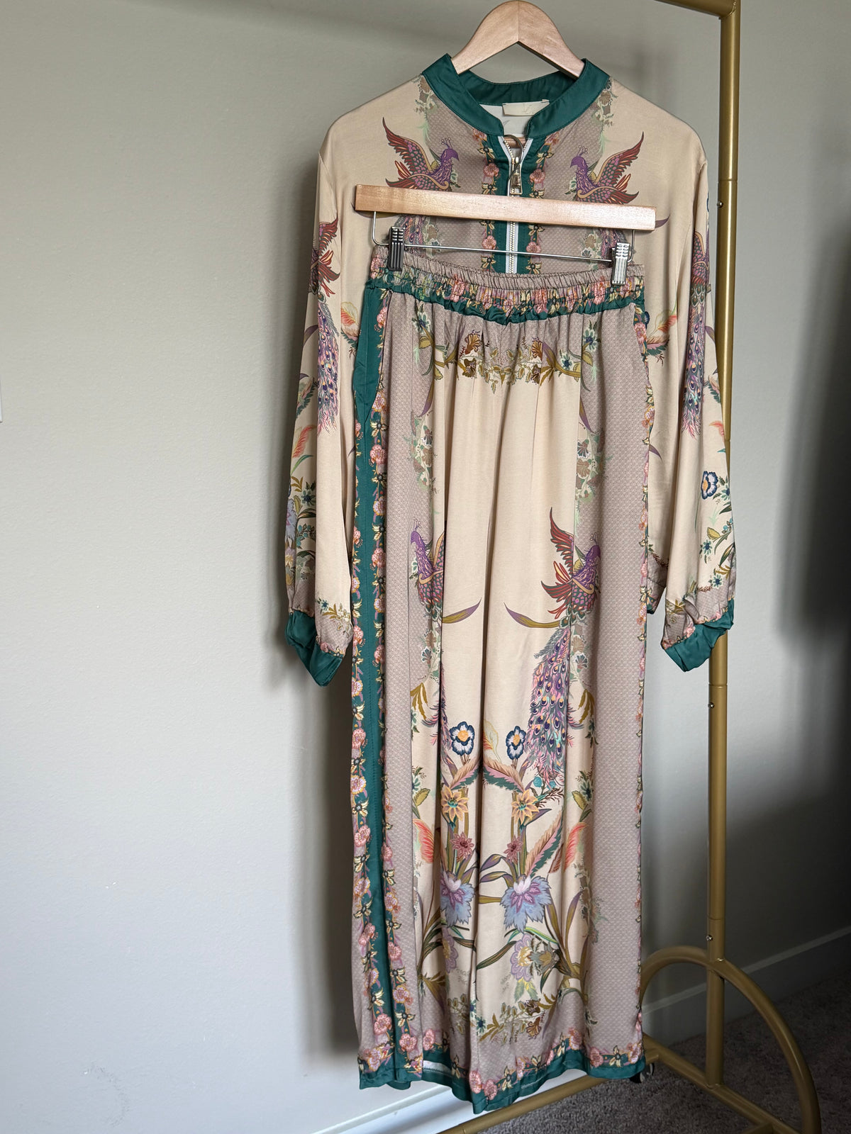 Made in Italy 100% Viscose Peacock Print Jacket & Pants