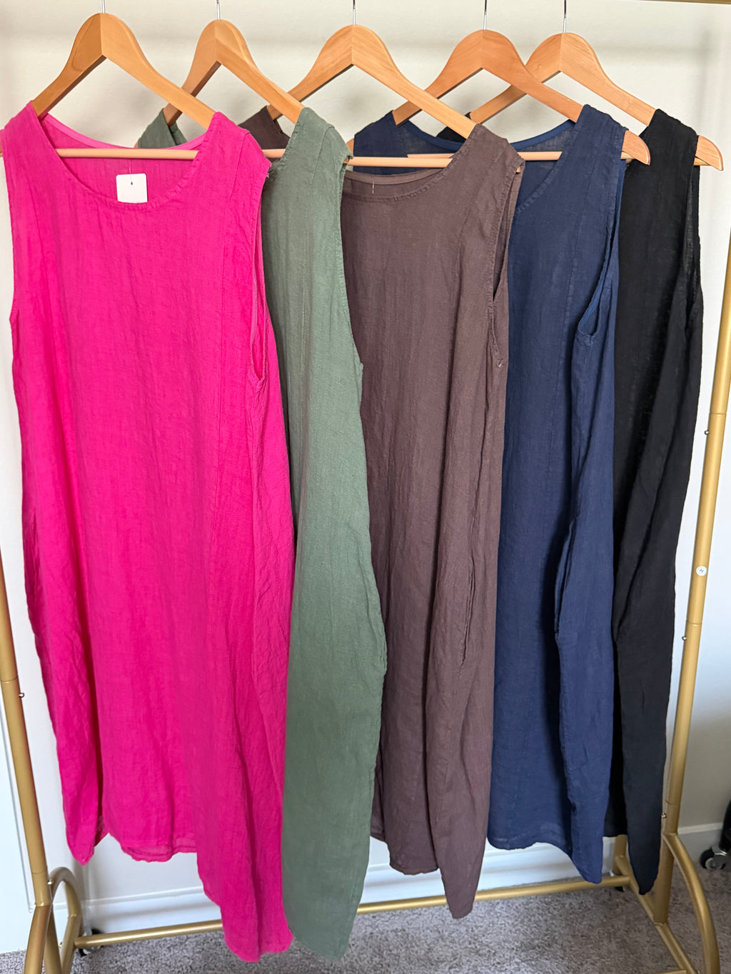 Made in Italy 100% Linen Sleeveless Relaxed Maxi Dress