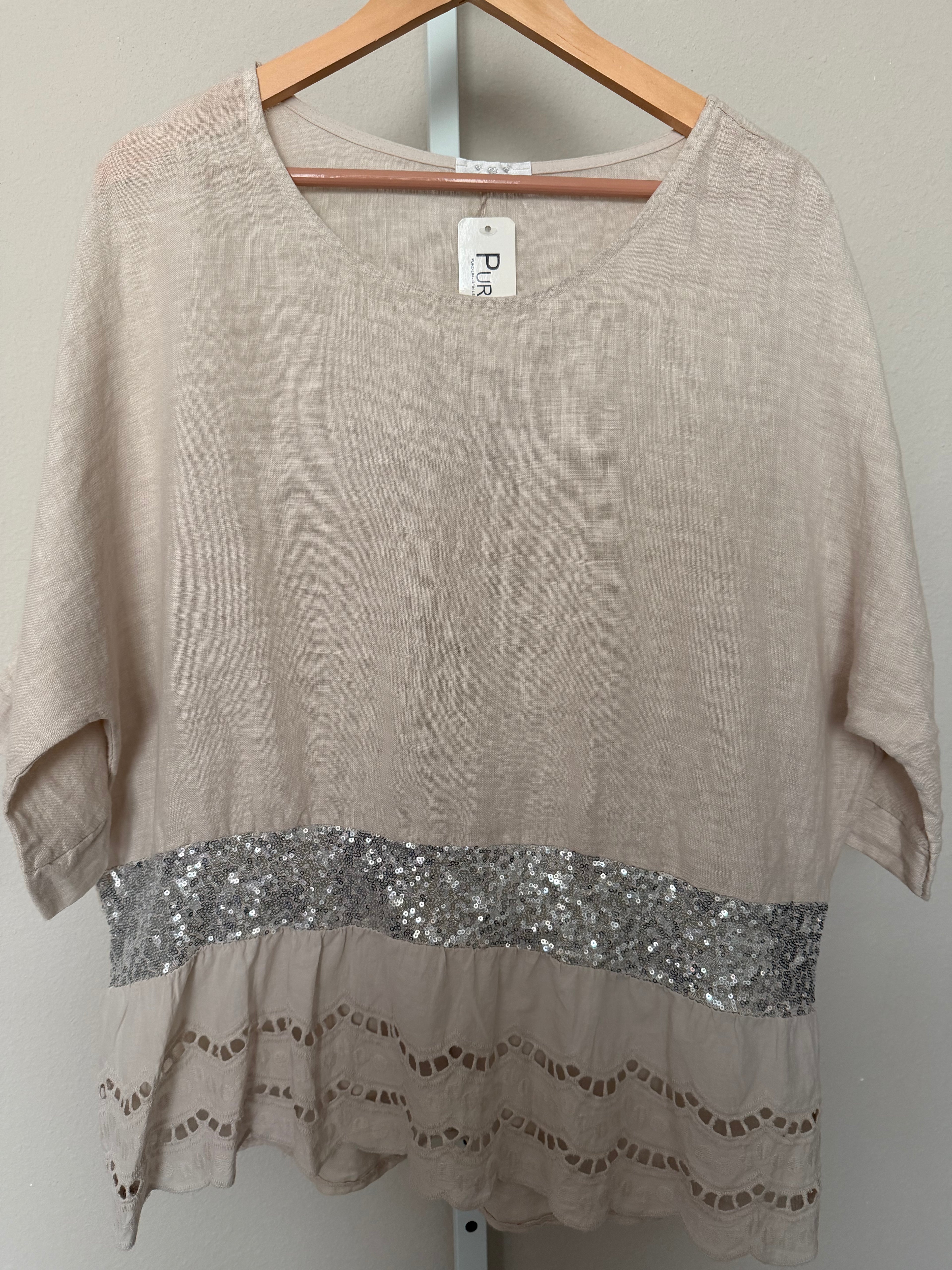 Made in Italy 100% Linen Top & Wide-Leg Pants Set