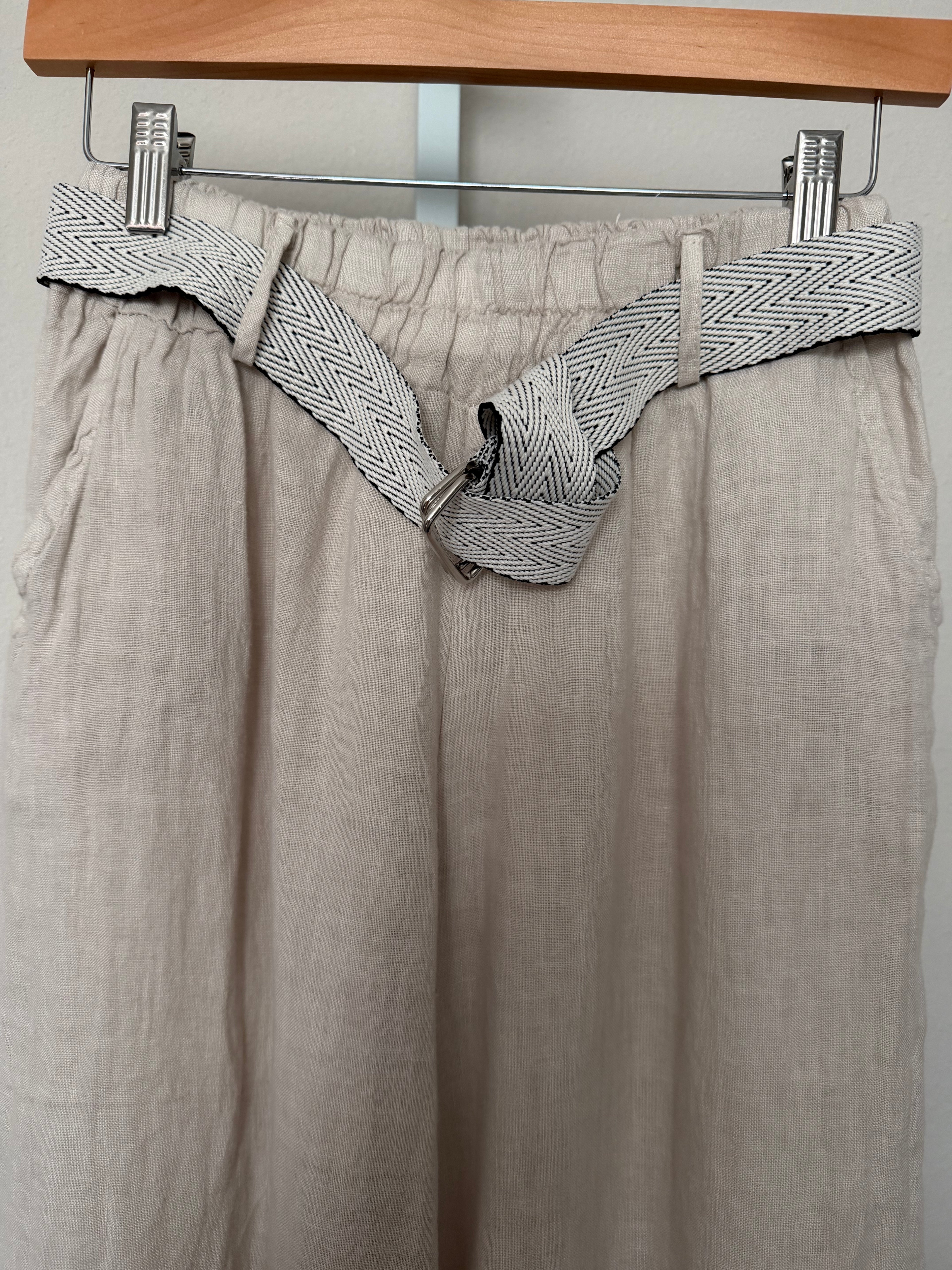 Made in Italy 100% Linen Top & Wide-Leg Pants Set