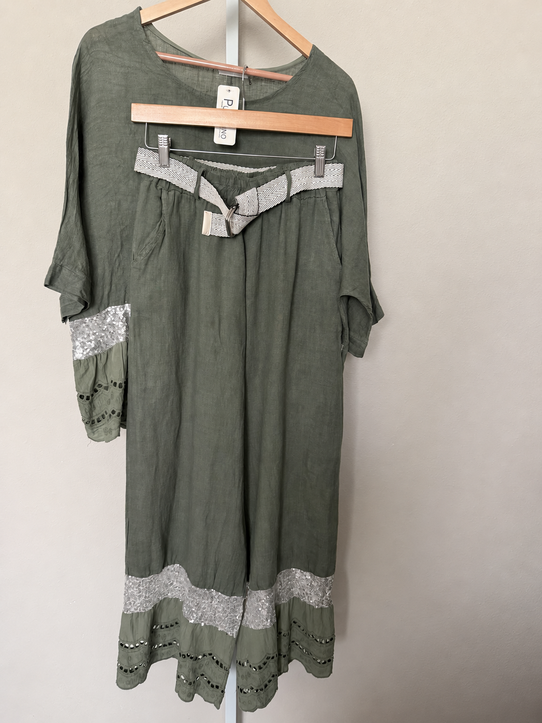 Made in Italy 100% Linen Top & Wide-Leg Pants Set
