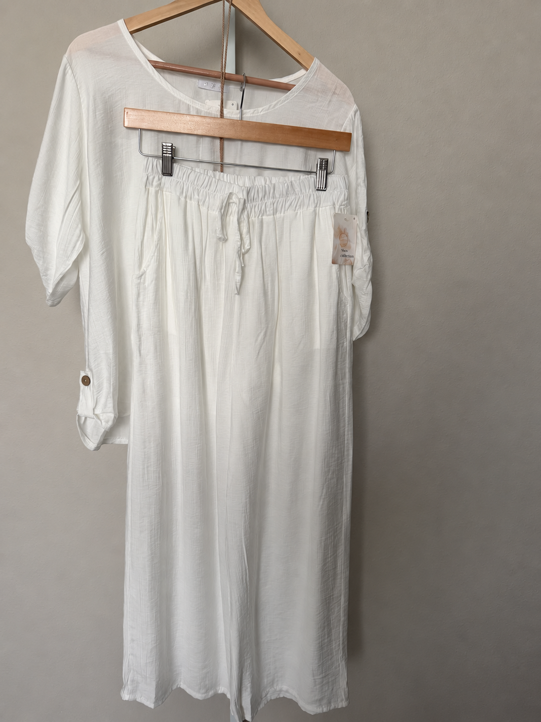 Made in Italy 100% Viscose Top & Wide-Leg Pants Set