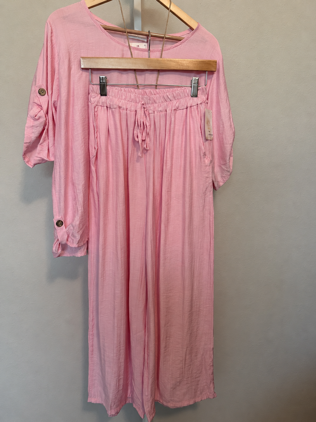 Made in Italy 100% Viscose Top & Wide-Leg Pants Set