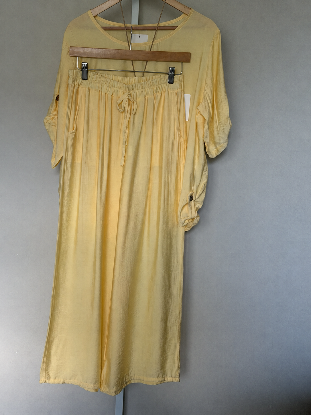 Made in Italy 100% Viscose Top & Wide-Leg Pants Set