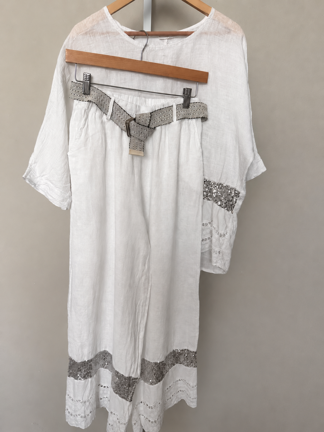Made in Italy 100% Linen Top & Wide-Leg Pants Set