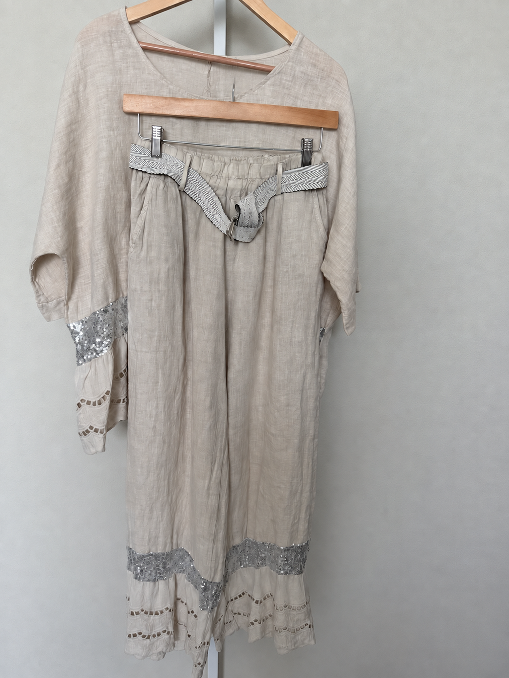Made in Italy 100% Linen Top & Wide-Leg Pants Set