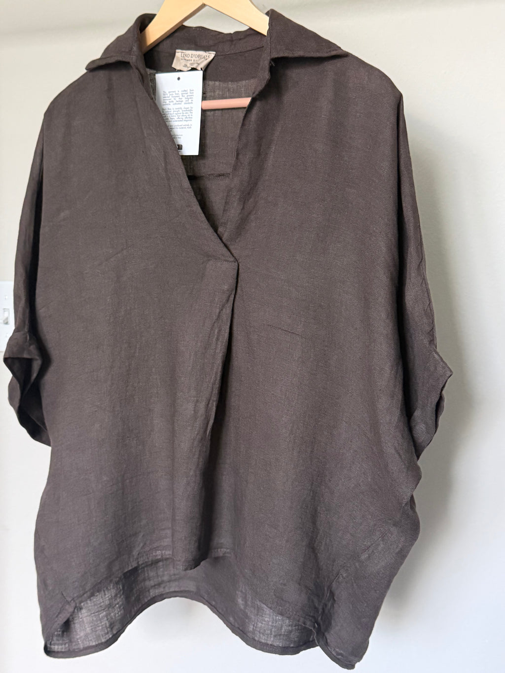 Made in Italy 100% Linen Relaxed Collared Top